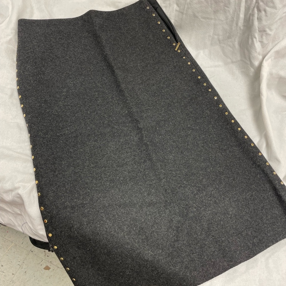 J crew wool pencil skirt with studs.